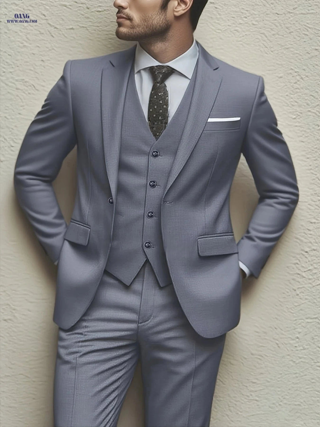 Elegant Men's Slim Fit Tuxedo Set - Perfect for Weddings & Events   OAXG Black / FR XXS
