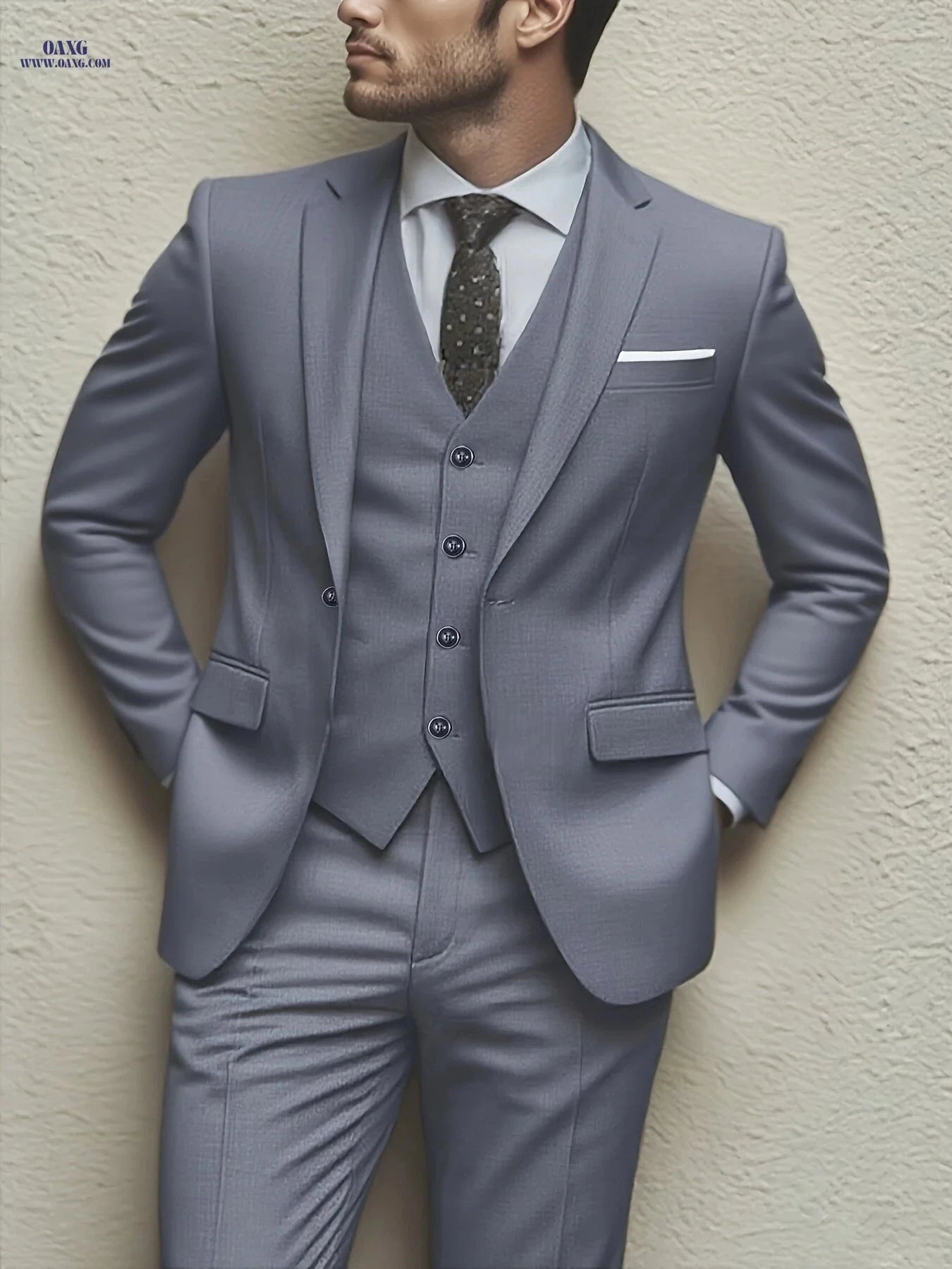 Elegant Men's Slim Fit Tuxedo Set - Perfect for Weddings & Events   OAXG Black / FR XXS