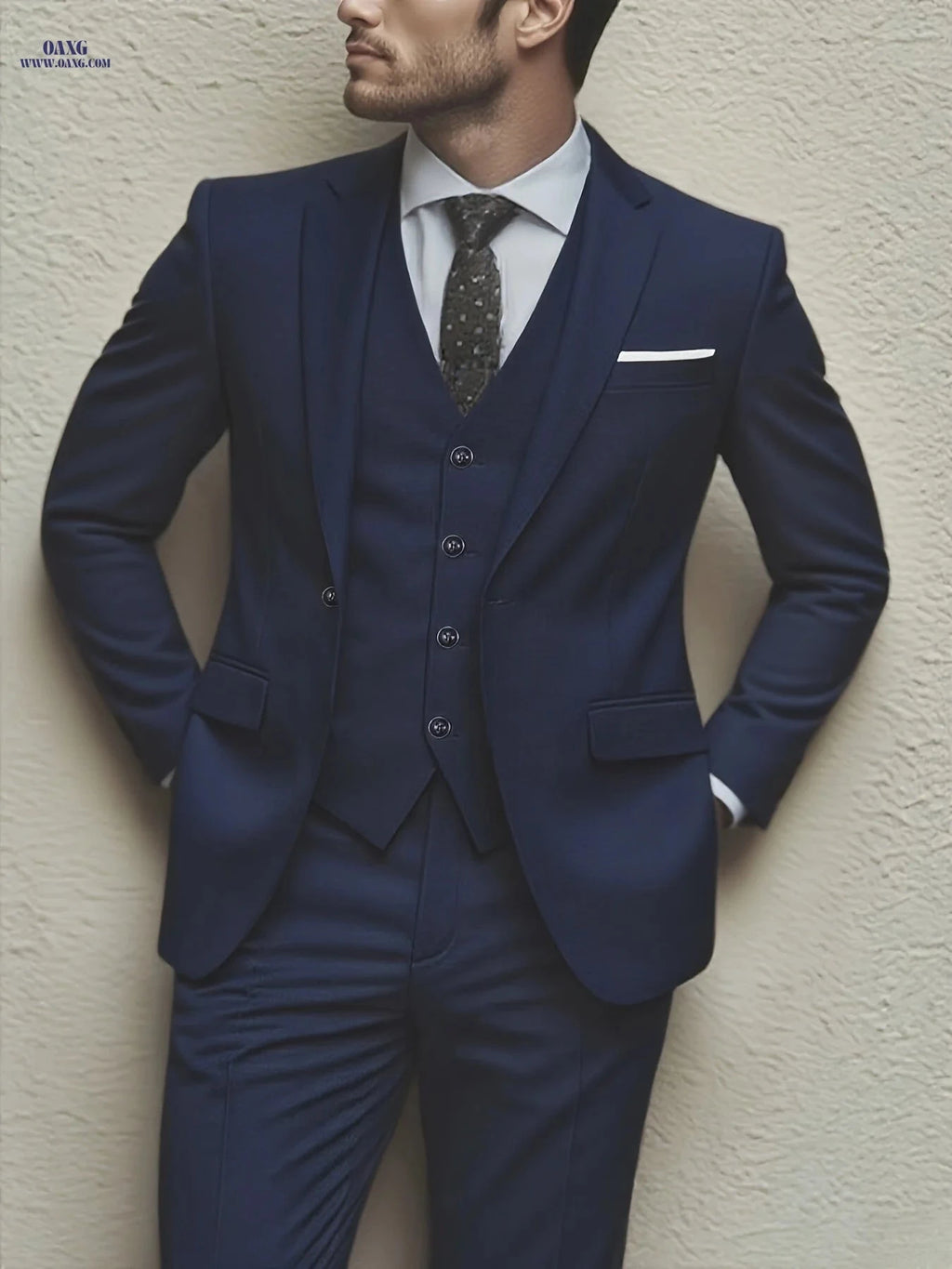Elegant Men's Slim Fit Tuxedo Set - Perfect for Weddings & Events   OAXG Black / FR XXS