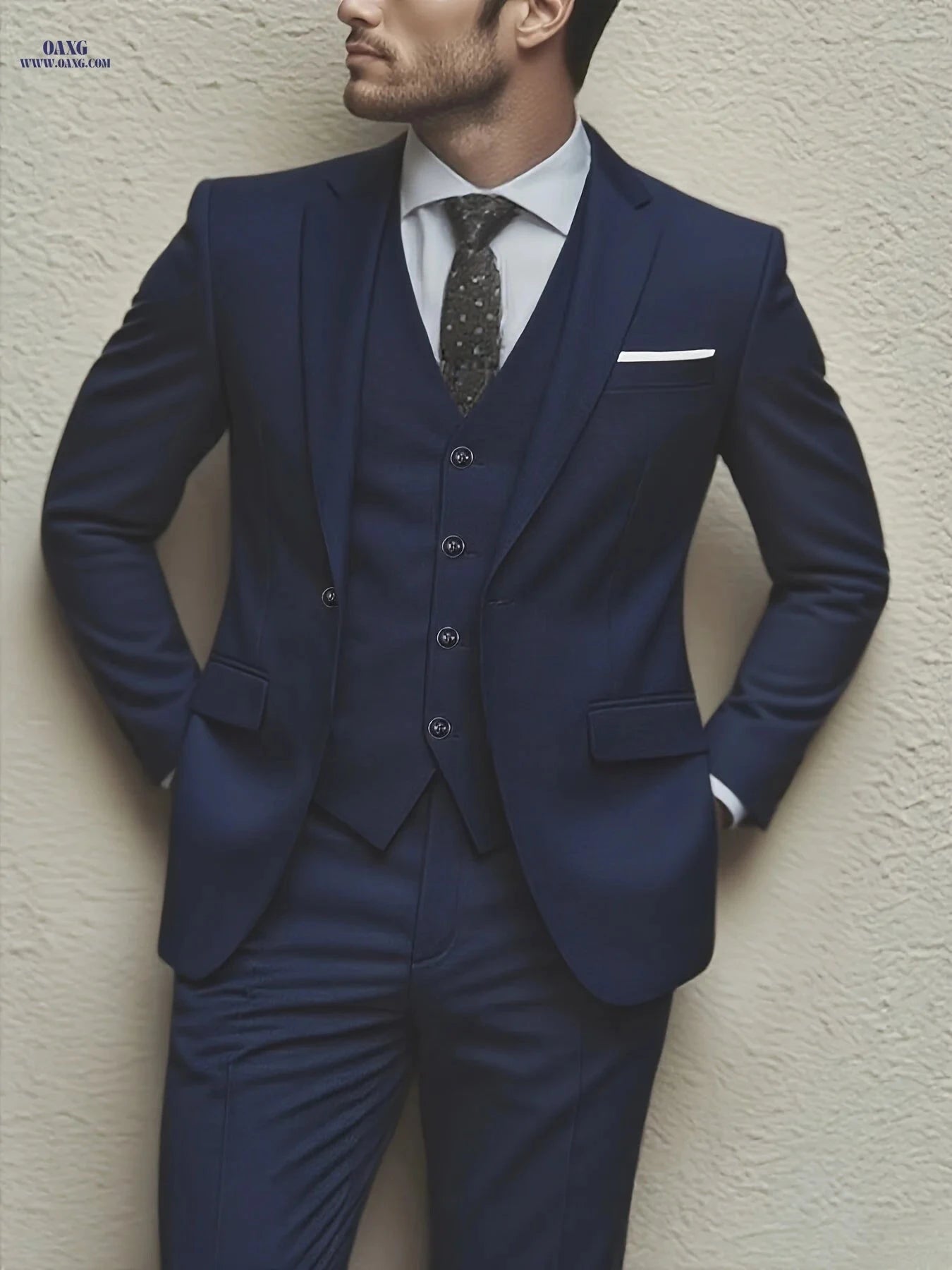 Elegant Men's Slim Fit Tuxedo Set - Perfect for Weddings & Events   OAXG Black / FR XXS