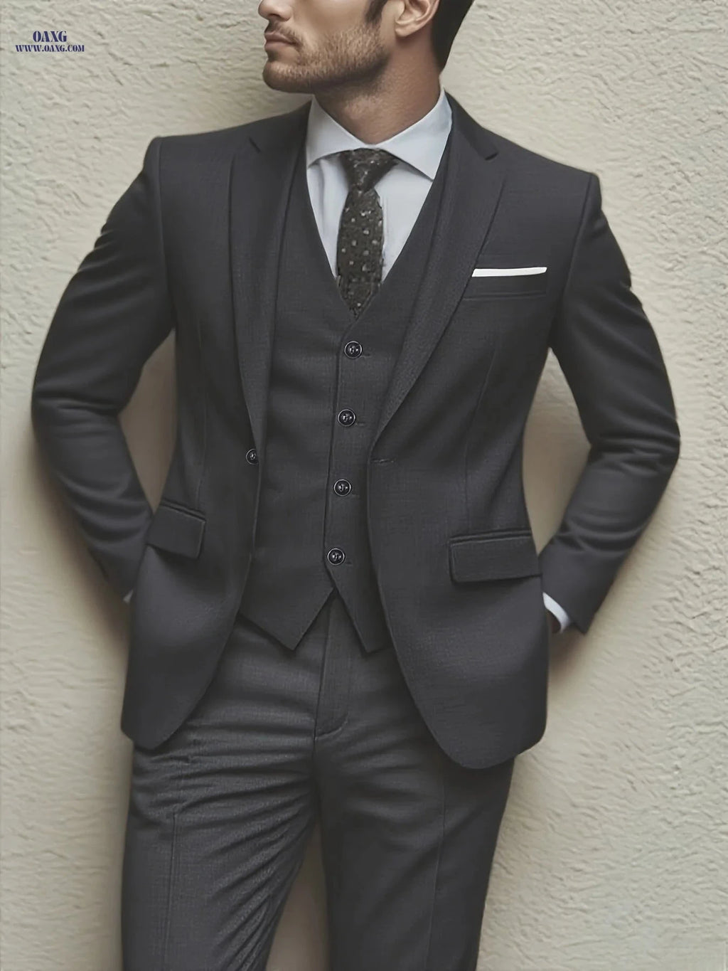 Elegant Men's Slim Fit Tuxedo Set - Perfect for Weddings & Events   OAXG Black / FR XXS