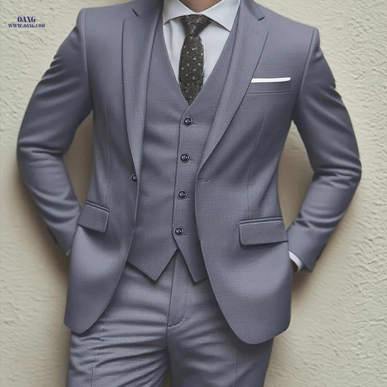 Elegant Men's Slim Fit Tuxedo Set - Perfect for Weddings & Events   OAXG Black / FR XXS
