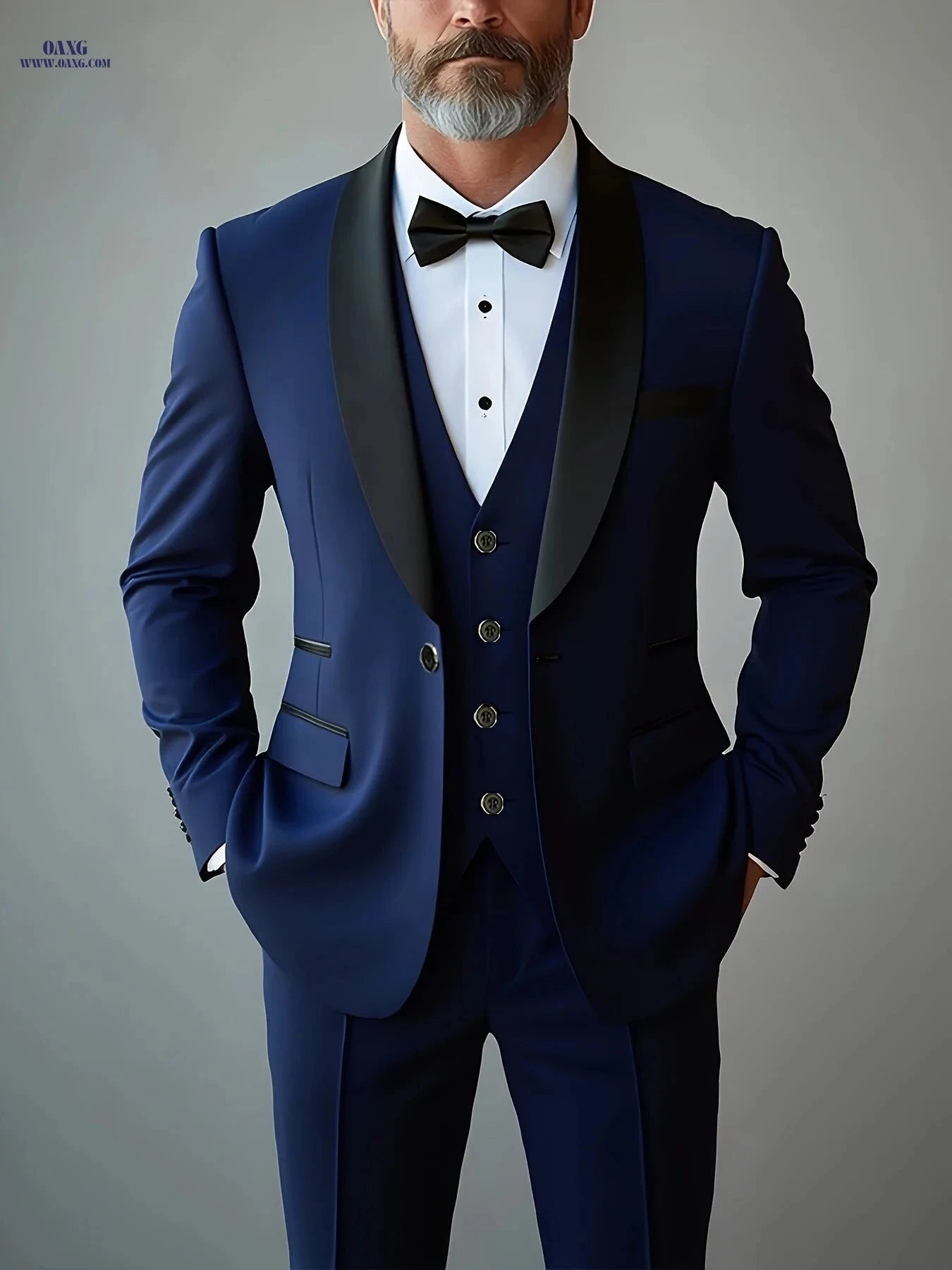 Elegant Men’s Three-Piece Suit - Notch Lapel, Versatile for Weddings   OAXG 