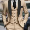 Elegant Men’s Three-Piece Suit - Notch Lapel, Versatile for Weddings   OAXG 