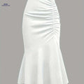 Elegant Mermaid to Fish Tail Skirt - All-Season A-Line Party Dress   OAXG White / S