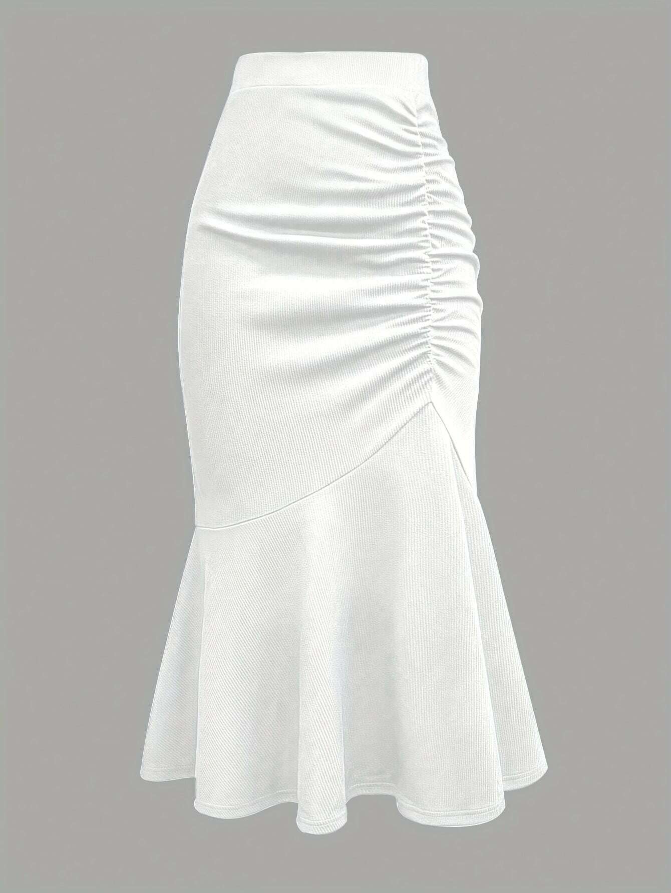 Elegant Mermaid to Fish Tail Skirt - All-Season A-Line Party Dress   OAXG White / S