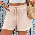 Elegant Mid Waist Knotted Detail Shorts - Summer Women's Wear   OAXG 