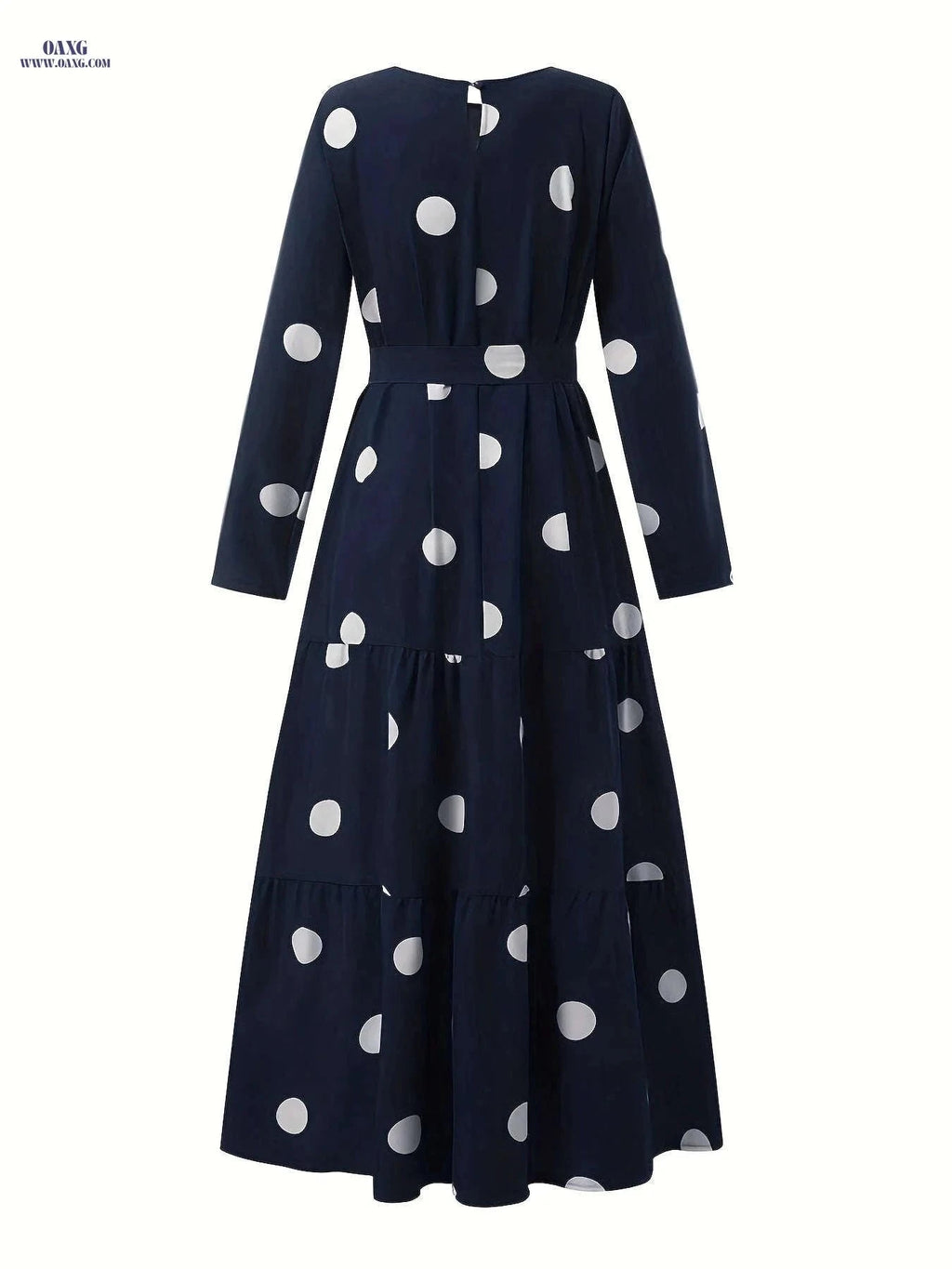 Elegant Middle Eastern Abaya - Polka Dot Long Sleeve Tie-Up Design   OAXG crimson / S