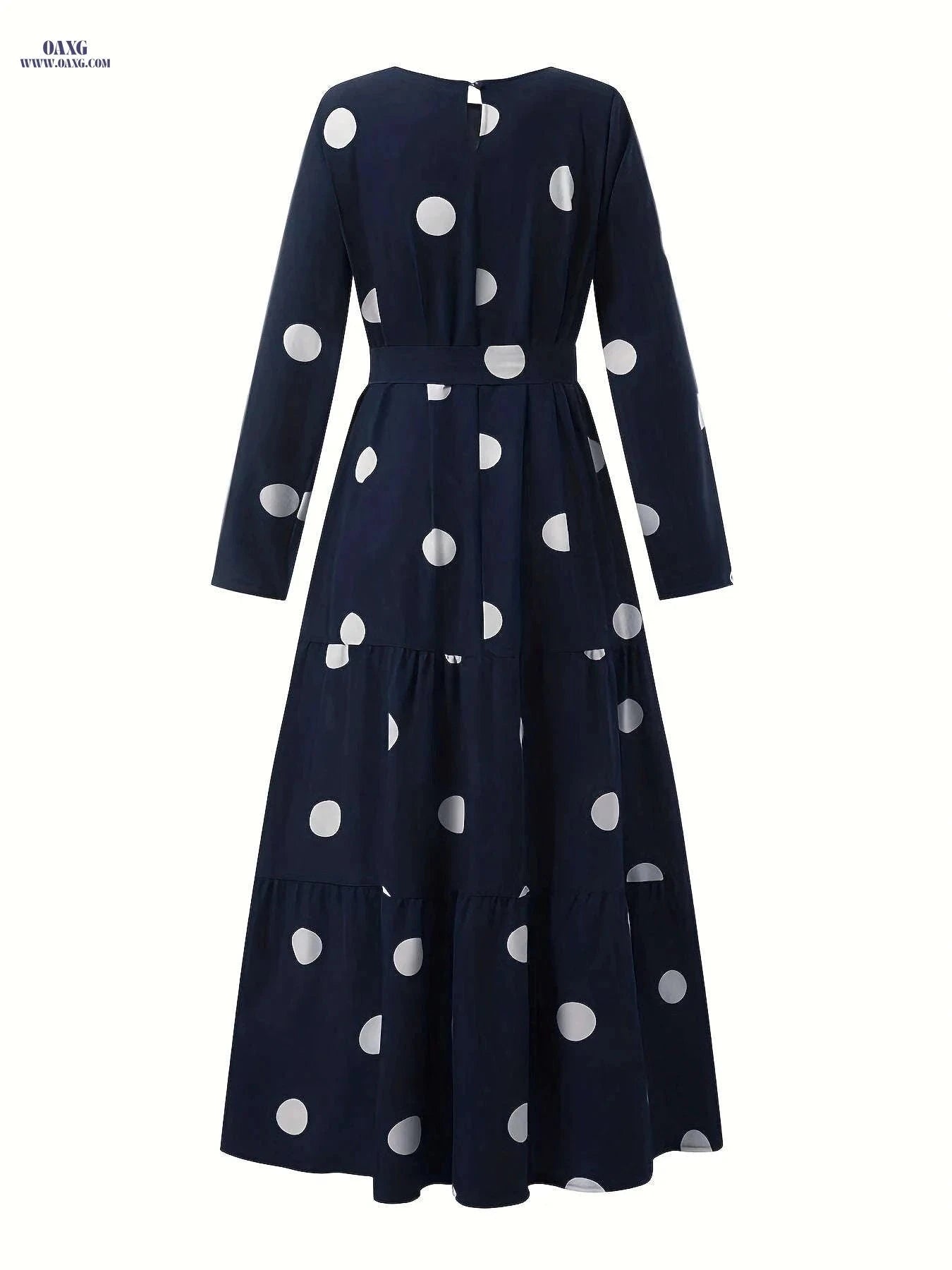 Elegant Middle Eastern Abaya - Polka Dot Long Sleeve Tie-Up Design   OAXG crimson / S