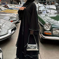 Elegant Middle Eastern Abaya with Rhinestone Trim - Modest Wear   OAXG 