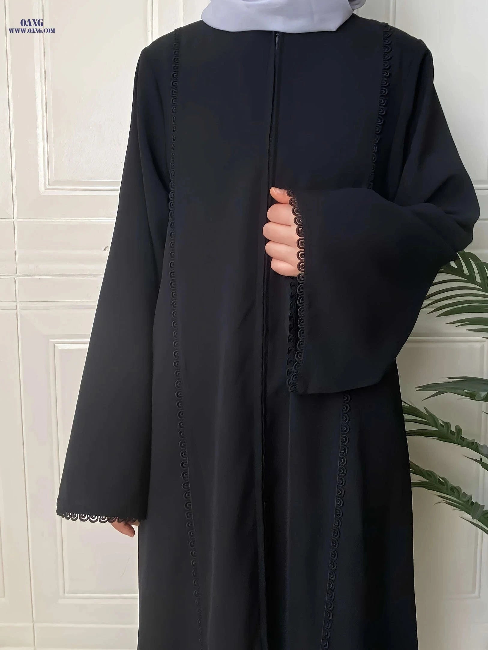 Elegant Middle Eastern Women's Solid Color Turkish Lace Robe 6153-A   OAXG 