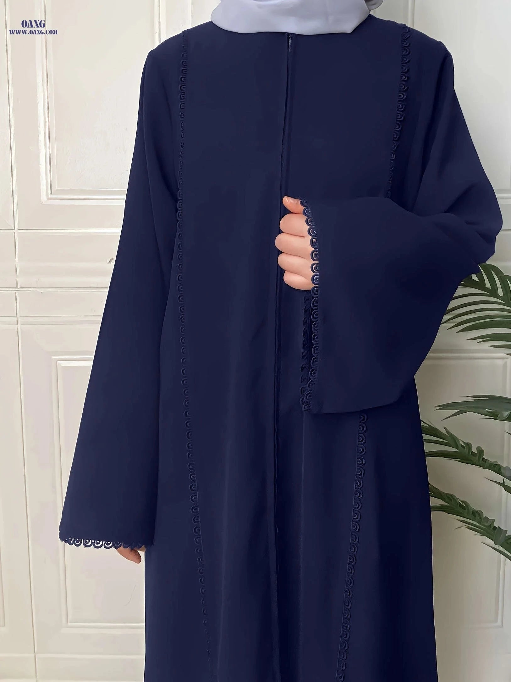 Elegant Middle Eastern Women's Solid Color Turkish Lace Robe 6153-A   OAXG 