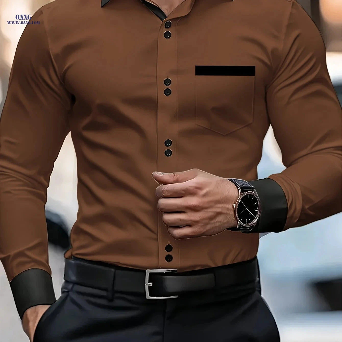 Elegant Multi-Color Gentleman Shirt - Stylish Long Sleeve, Exquisite Fit   OAXG 