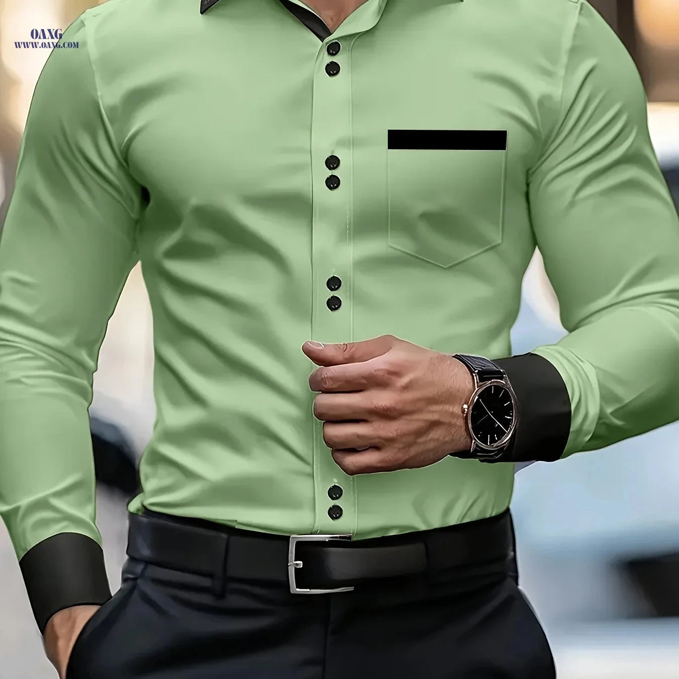 Elegant Multi-Color Gentleman Shirt - Stylish Long Sleeve, Exquisite Fit   OAXG 