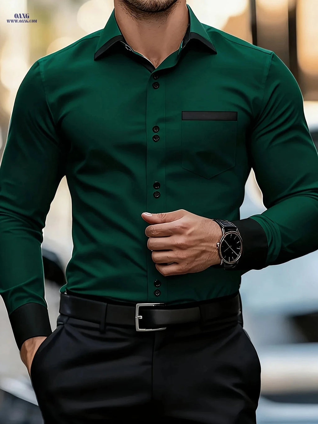 Elegant Multi-Color Gentleman Shirt - Stylish Long Sleeve, Exquisite Fit   OAXG 