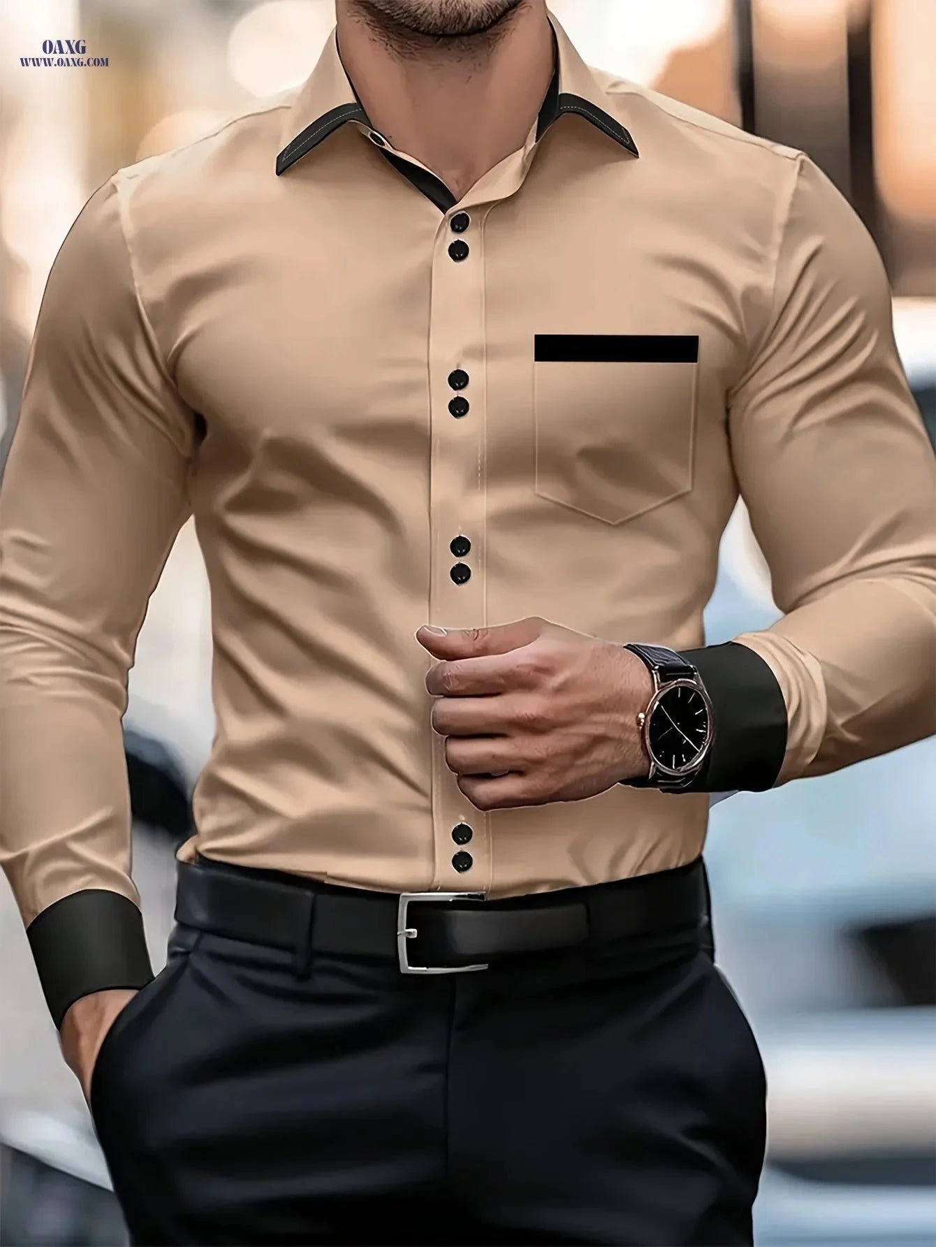 Elegant Multi-Color Gentleman Shirt - Stylish Long Sleeve, Exquisite Fit   OAXG 