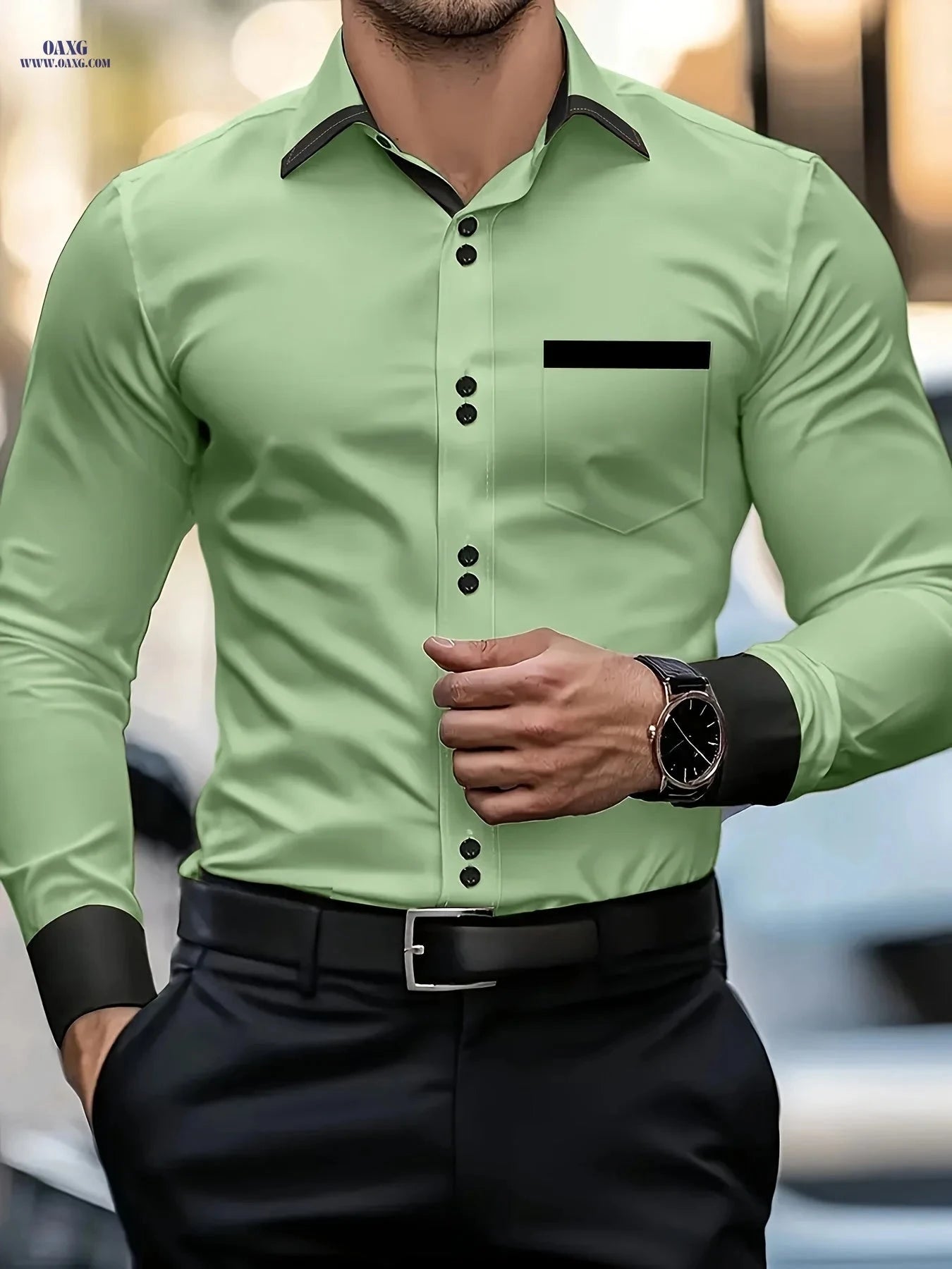 Elegant Multi-Color Gentleman Shirt - Stylish Long Sleeve, Exquisite Fit   OAXG 