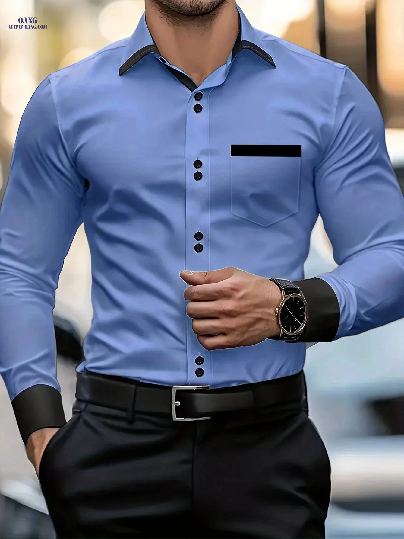 Elegant Multi-Color Gentleman Shirt - Stylish Long Sleeve, Exquisite Fit   OAXG 