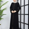 Elegant Muslim Rhinestone Zipper Robe 8360 - Long Length Style   OAXG Black / S