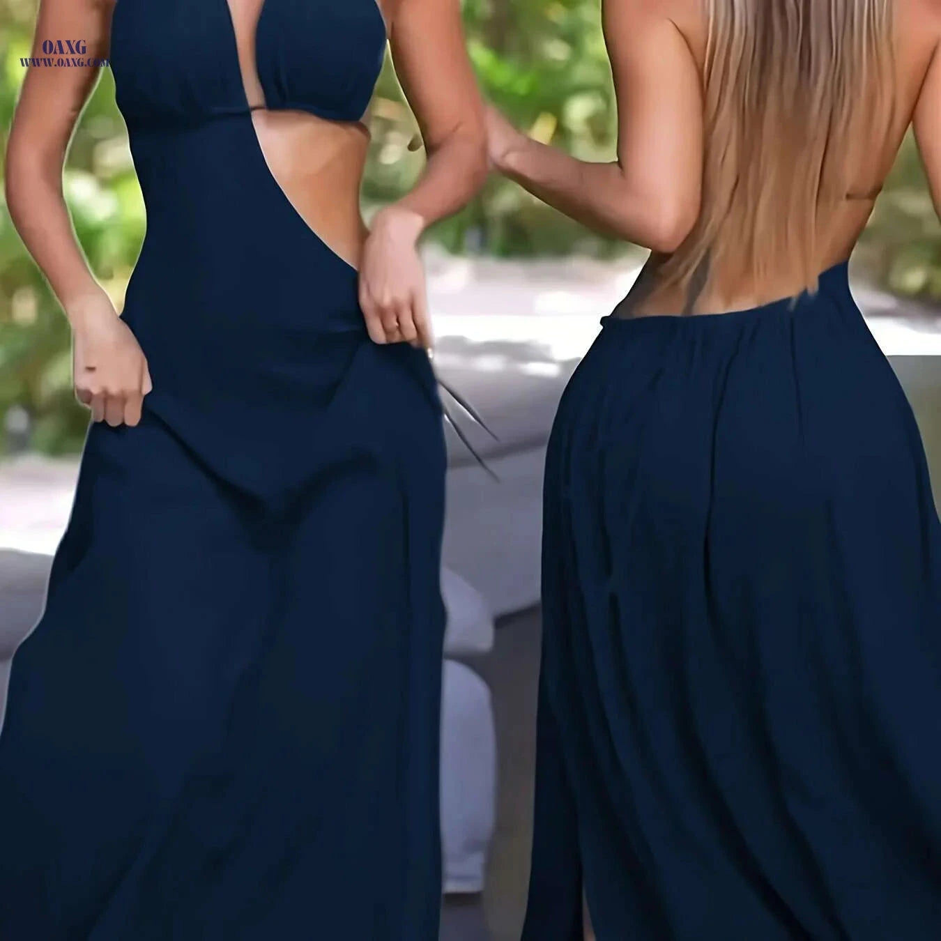 Elegant Off-Shoulder Maxi Dress - Fitted Top, Flowy Skirt for Parties   OAXG 