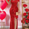 Elegant Off-Shoulder Party Dress for Women - Bodycon Style   OAXG 