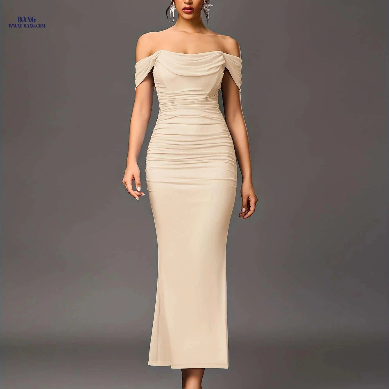 Elegant Off-the-Shoulder Mermaid Gown - High Elasticity Bodycon Fit   OAXG 