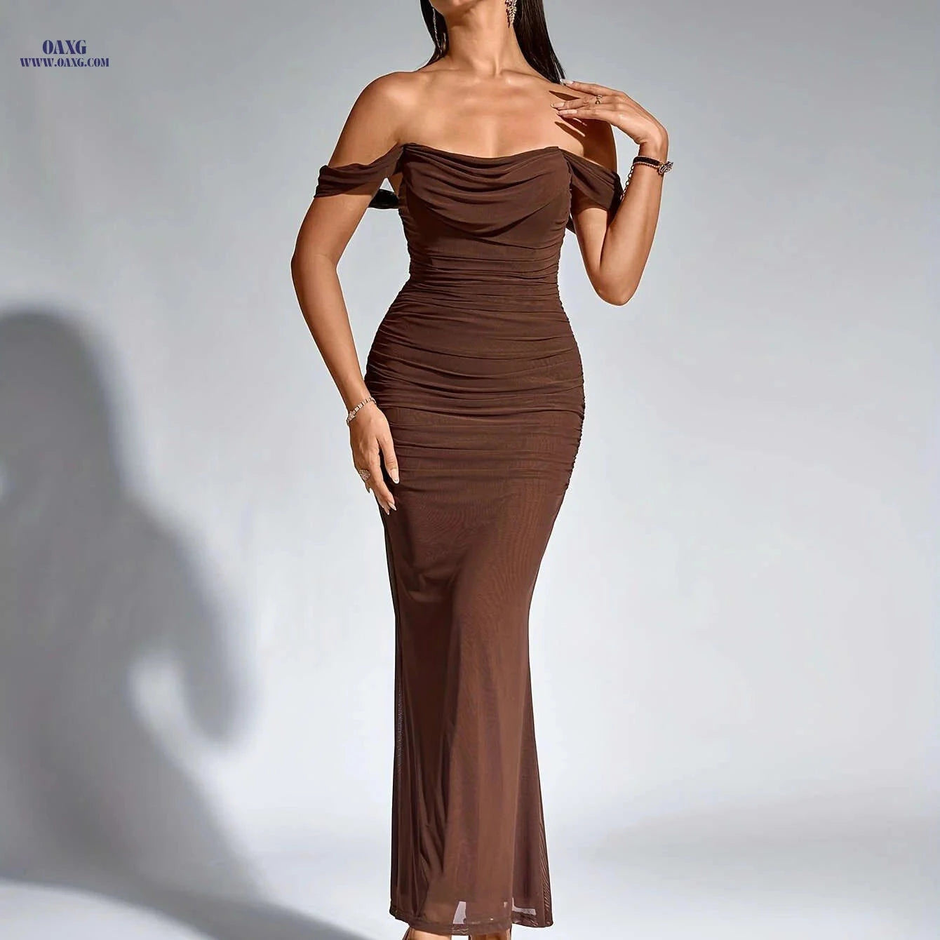 Elegant Off-the-Shoulder Mermaid Gown - High Elasticity Bodycon Fit   OAXG 