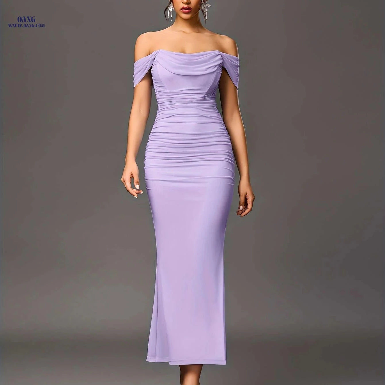 Elegant Off-the-Shoulder Mermaid Gown - High Elasticity Bodycon Fit   OAXG 
