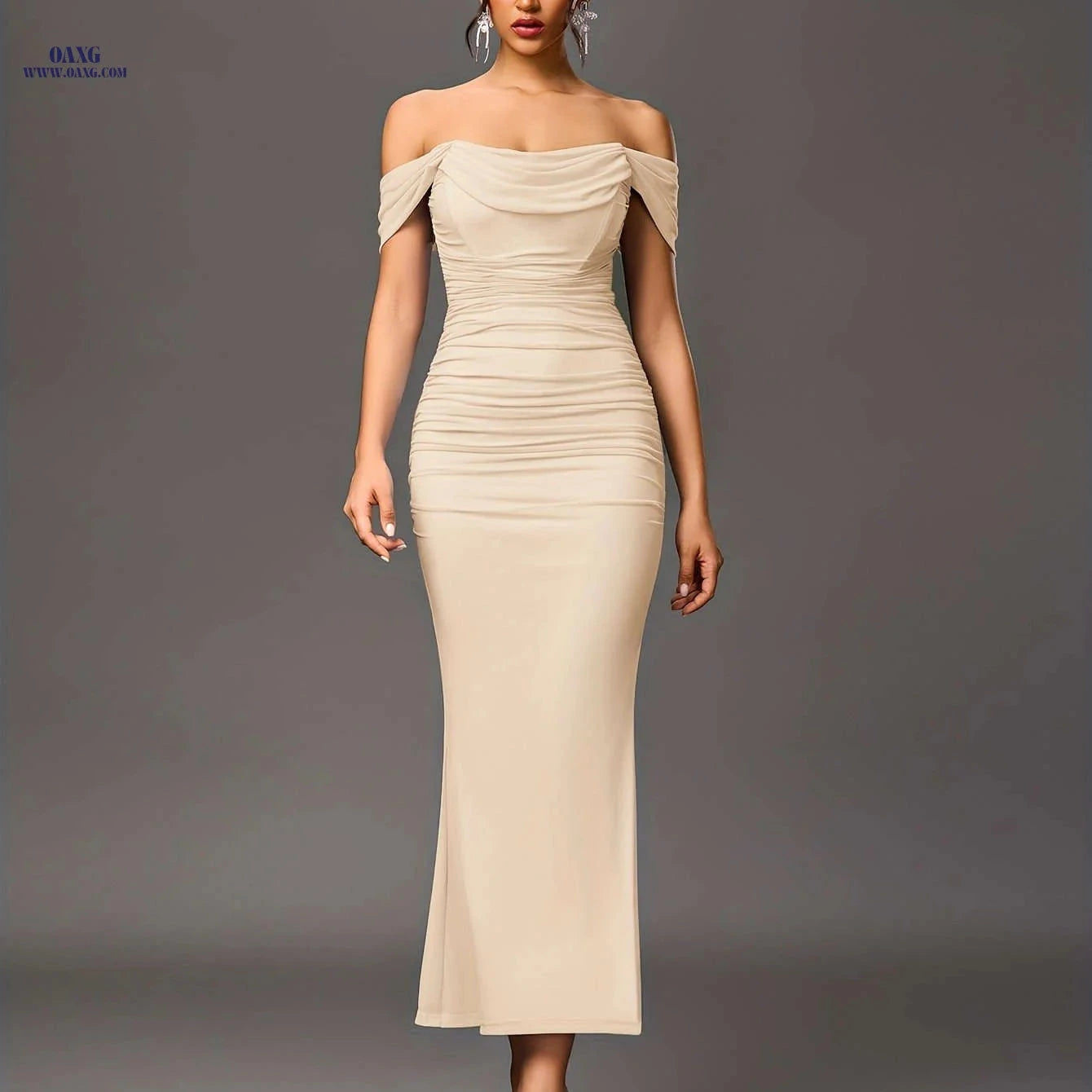 Elegant Off-the-Shoulder Mermaid Gown - High Elasticity Bodycon Fit   OAXG 