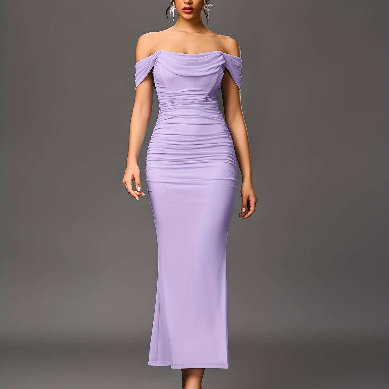 Elegant Off-the-Shoulder Mermaid Gown - High Elasticity Bodycon Fit   OAXG 