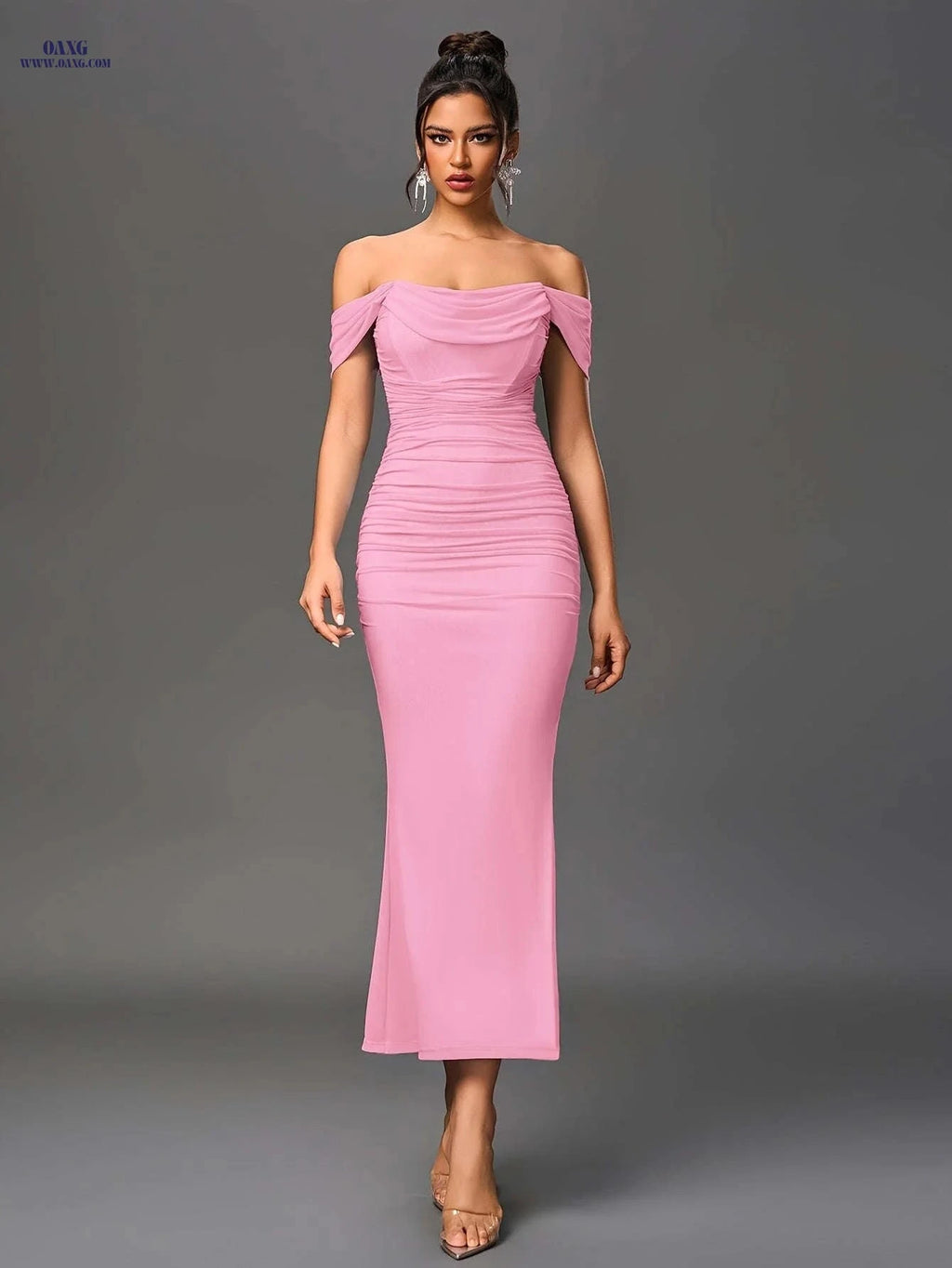 Elegant Off-the-Shoulder Mermaid Gown - High Elasticity Bodycon Fit   OAXG 