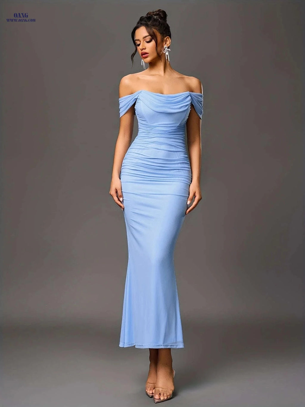 Elegant Off-the-Shoulder Mermaid Gown - High Elasticity Bodycon Fit   OAXG 