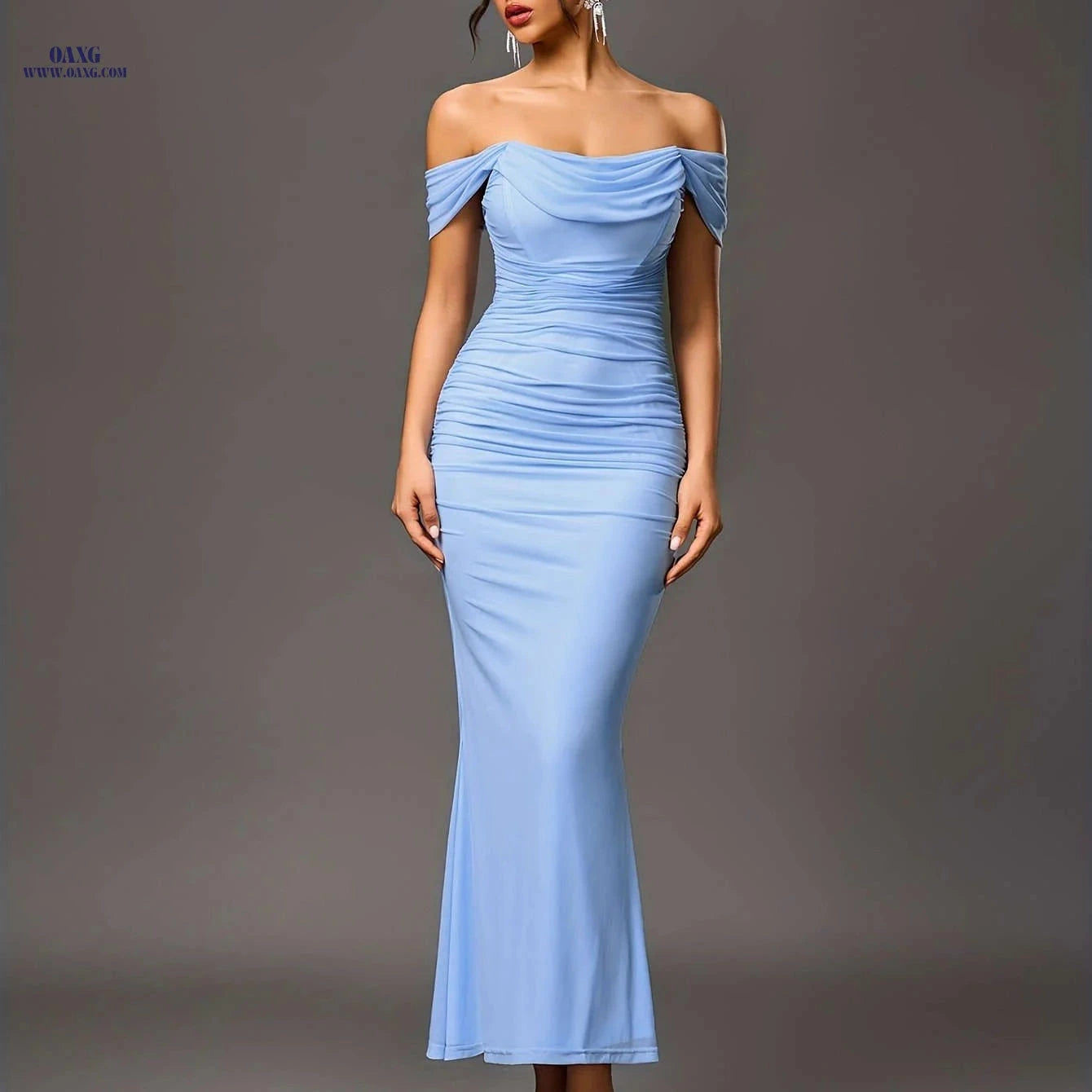 Elegant Off-the-Shoulder Mermaid Gown - High Elasticity Bodycon Fit   OAXG 