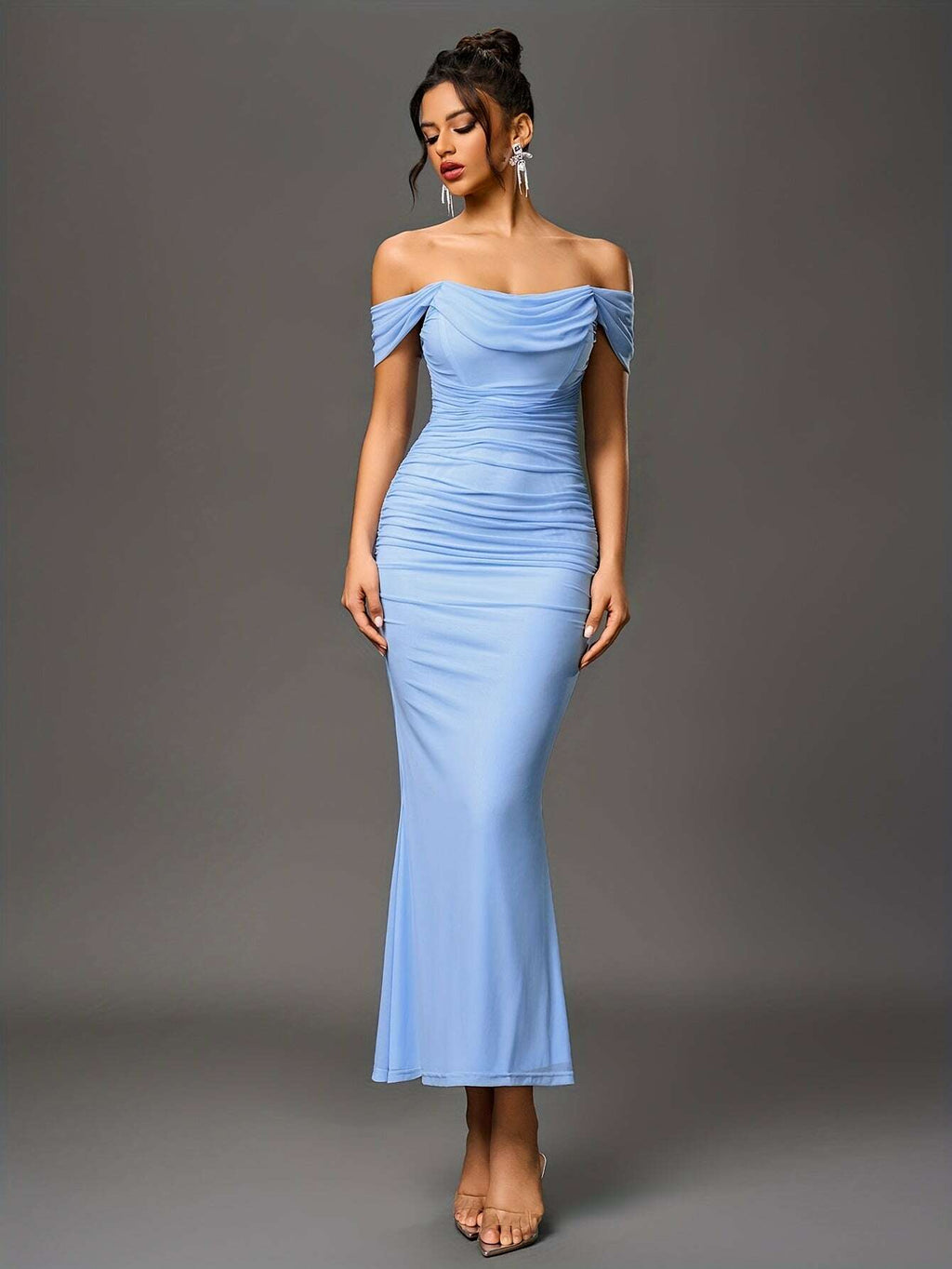 Elegant Off-the-Shoulder Mermaid Gown - Women's Bodycon Party Dress   OAXG 