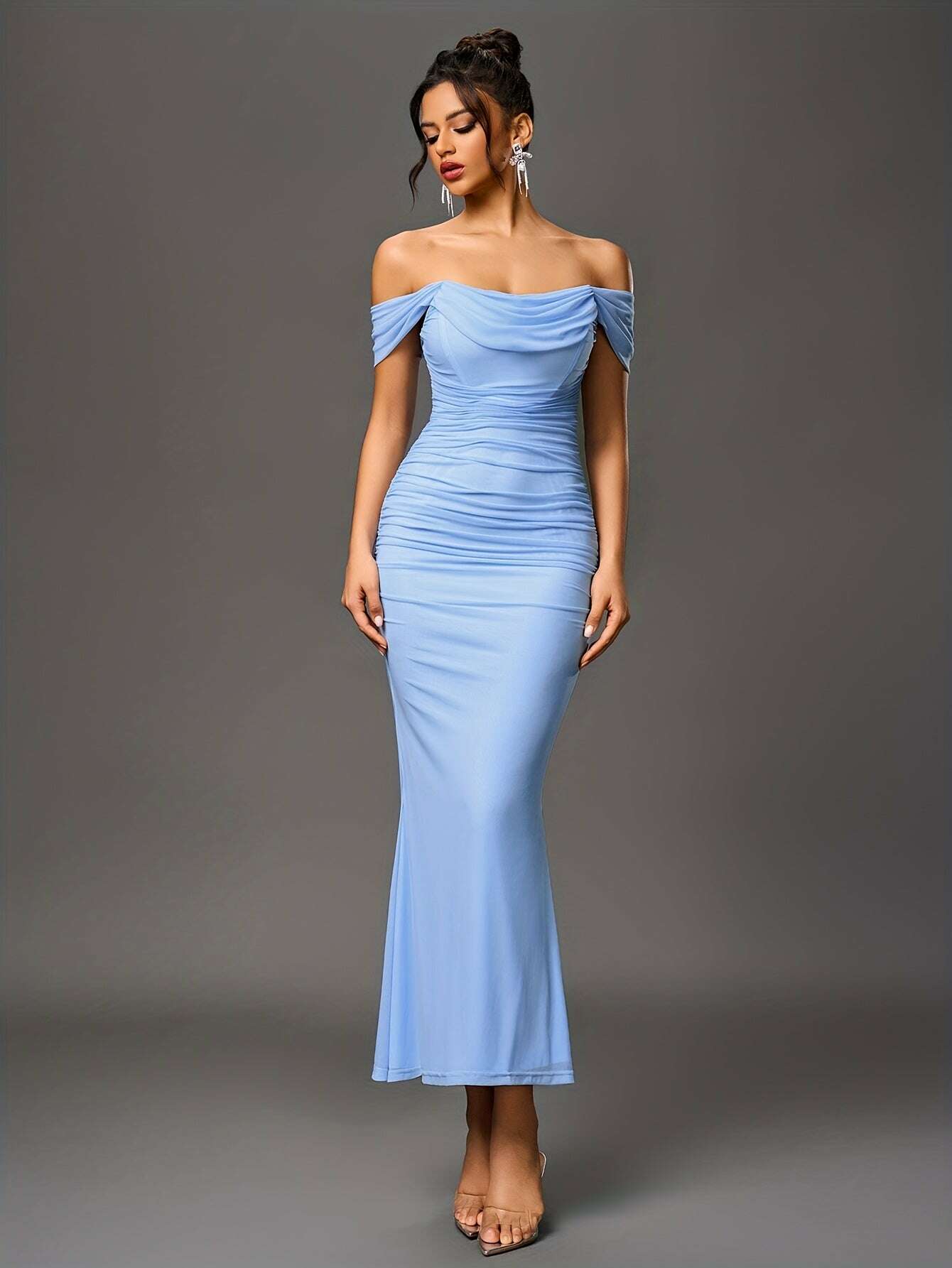 Elegant Off-the-Shoulder Mermaid Gown - Women's Bodycon Party Dress   OAXG 