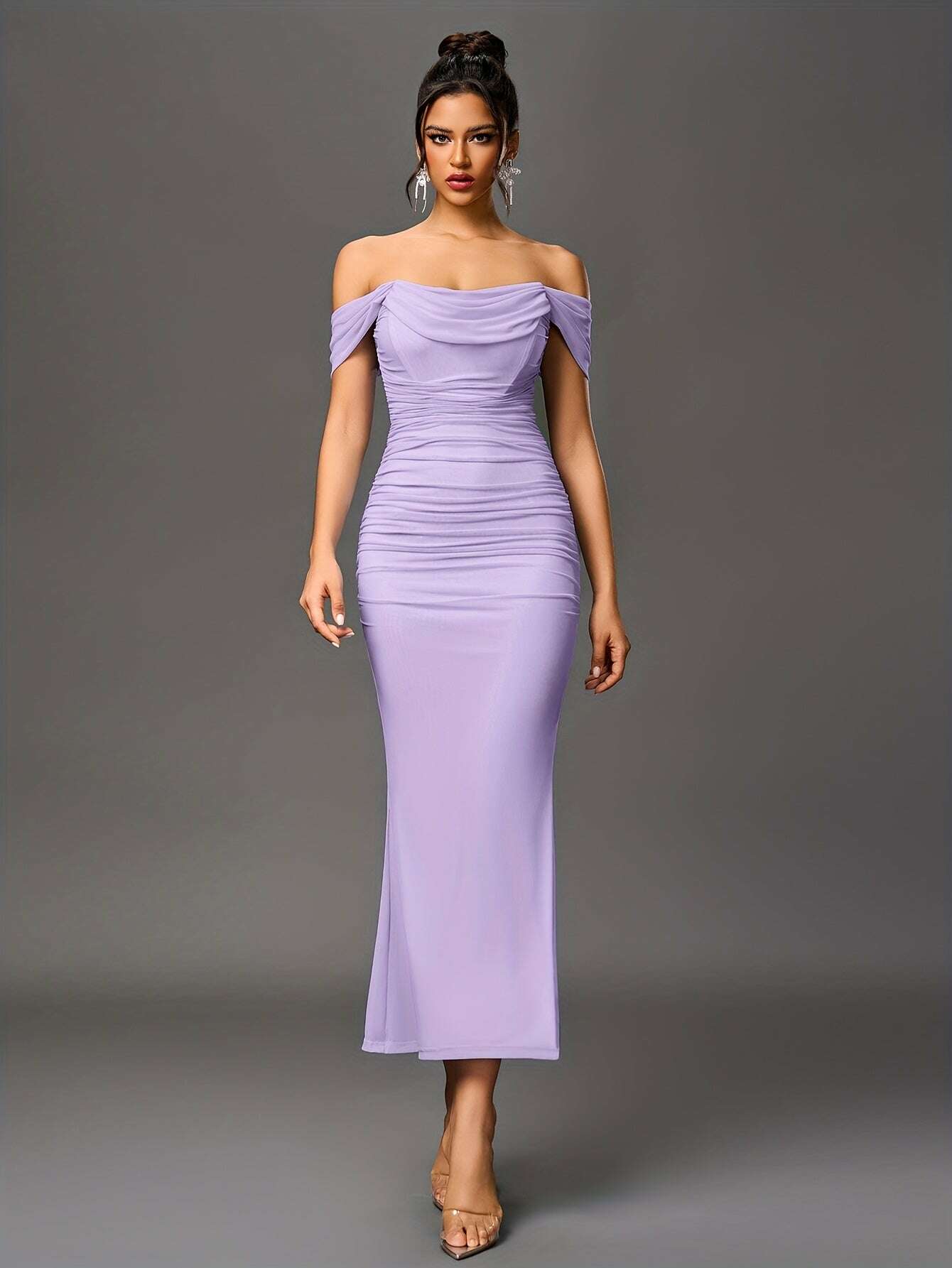 Elegant Off-the-Shoulder Mermaid Gown - Women's Bodycon Party Dress   OAXG 