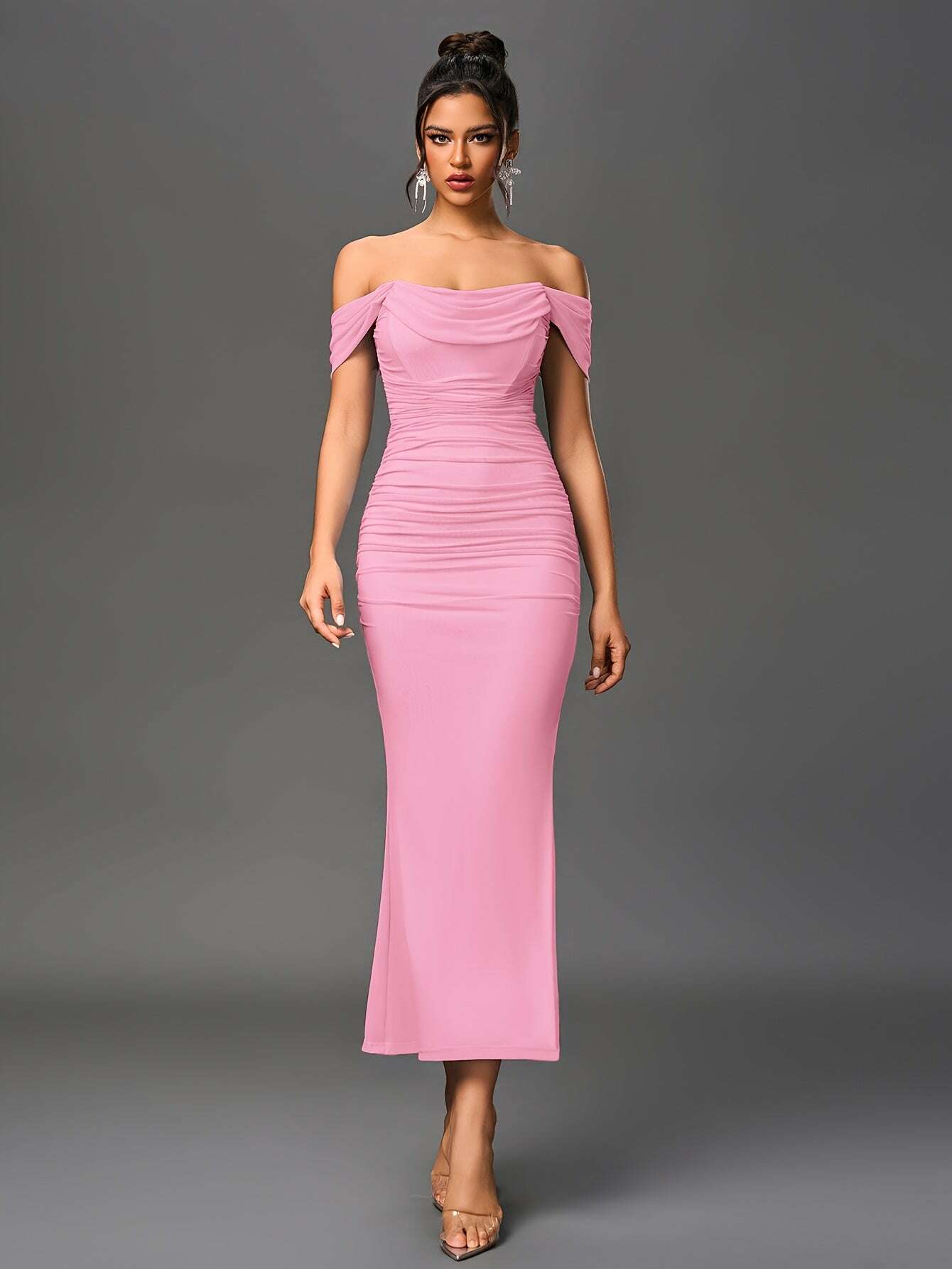 Elegant Off-the-Shoulder Mermaid Gown - Women's Bodycon Party Dress   OAXG 