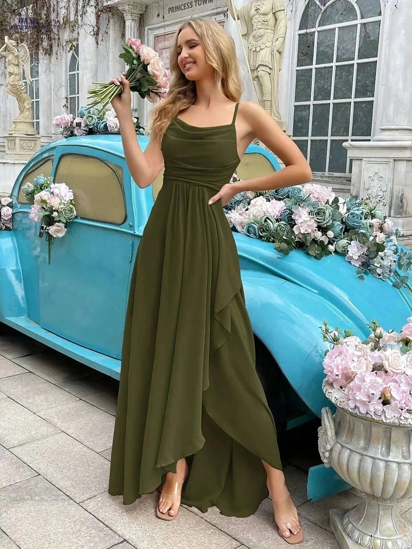 Elegant Olive Green Bridesmaid Dress