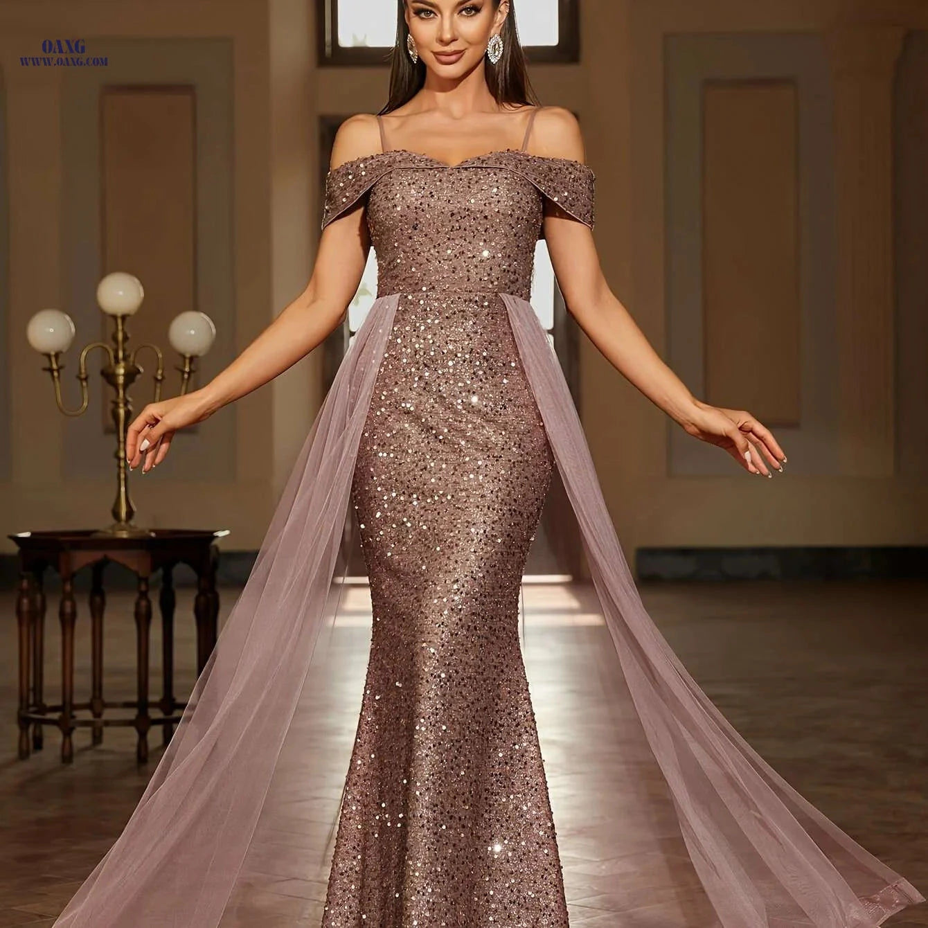 Elegant One-Shoulder Mesh Dress - Perfect for Parties & Gatherings   OAXG 