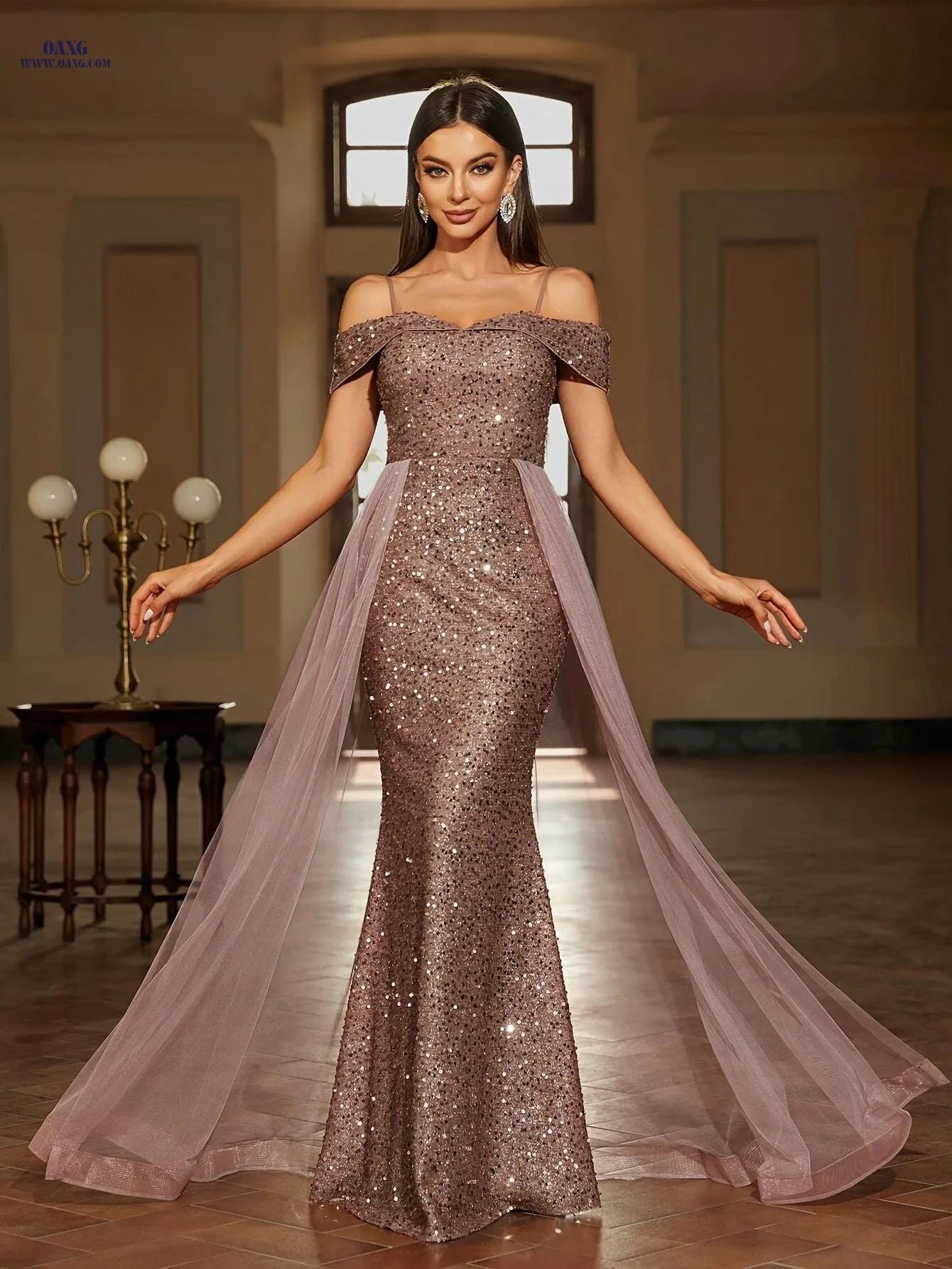 Elegant One-Shoulder Mesh Dress - Perfect for Parties & Gatherings   OAXG 