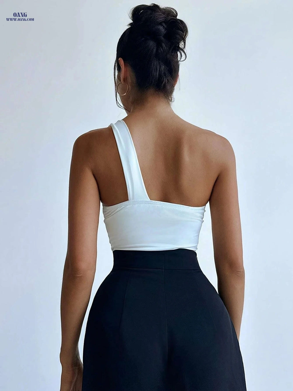 Elegant One-Shoulder Top for Women - Big Bow, All-Season Style   OAXG White / XS