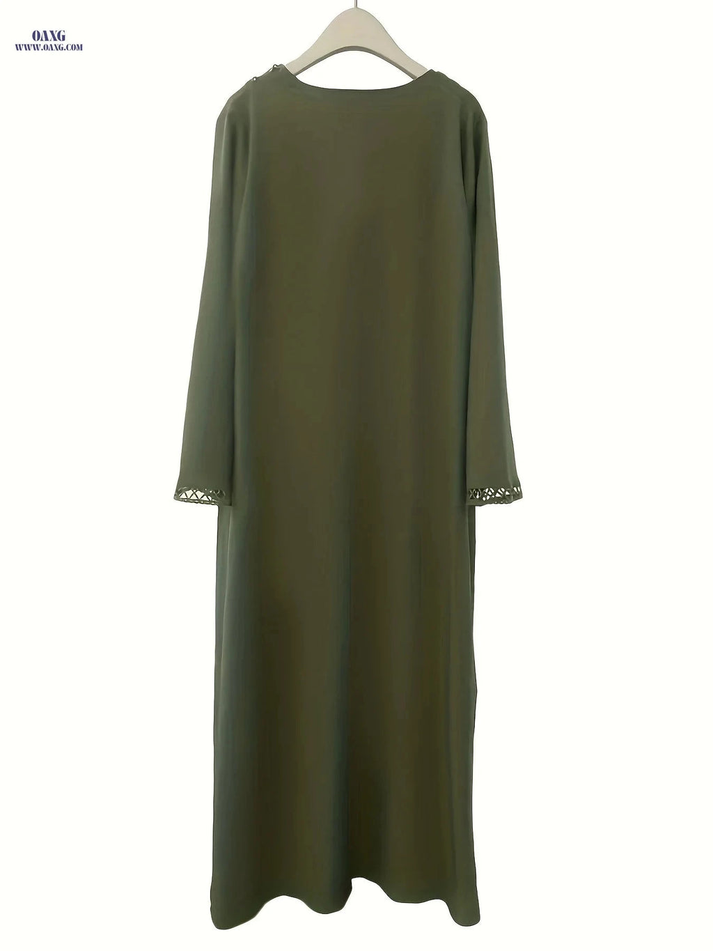 Elegant Open Long Robe Set with Lace Trim - Lightweight & Breathable   OAXG Burgundy / S