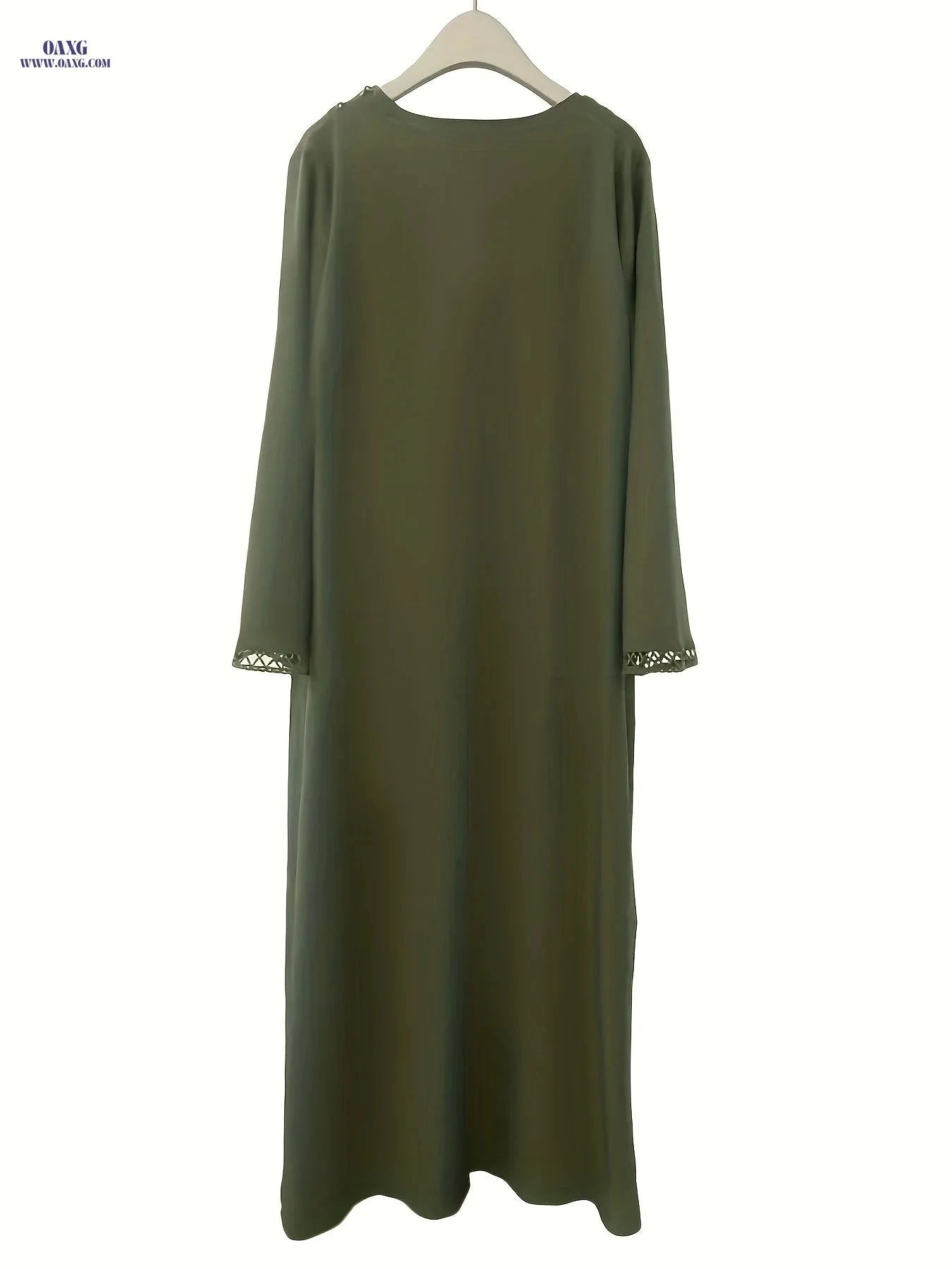 Elegant Open Long Robe Set with Lace Trim - Lightweight & Breathable   OAXG Burgundy / S
