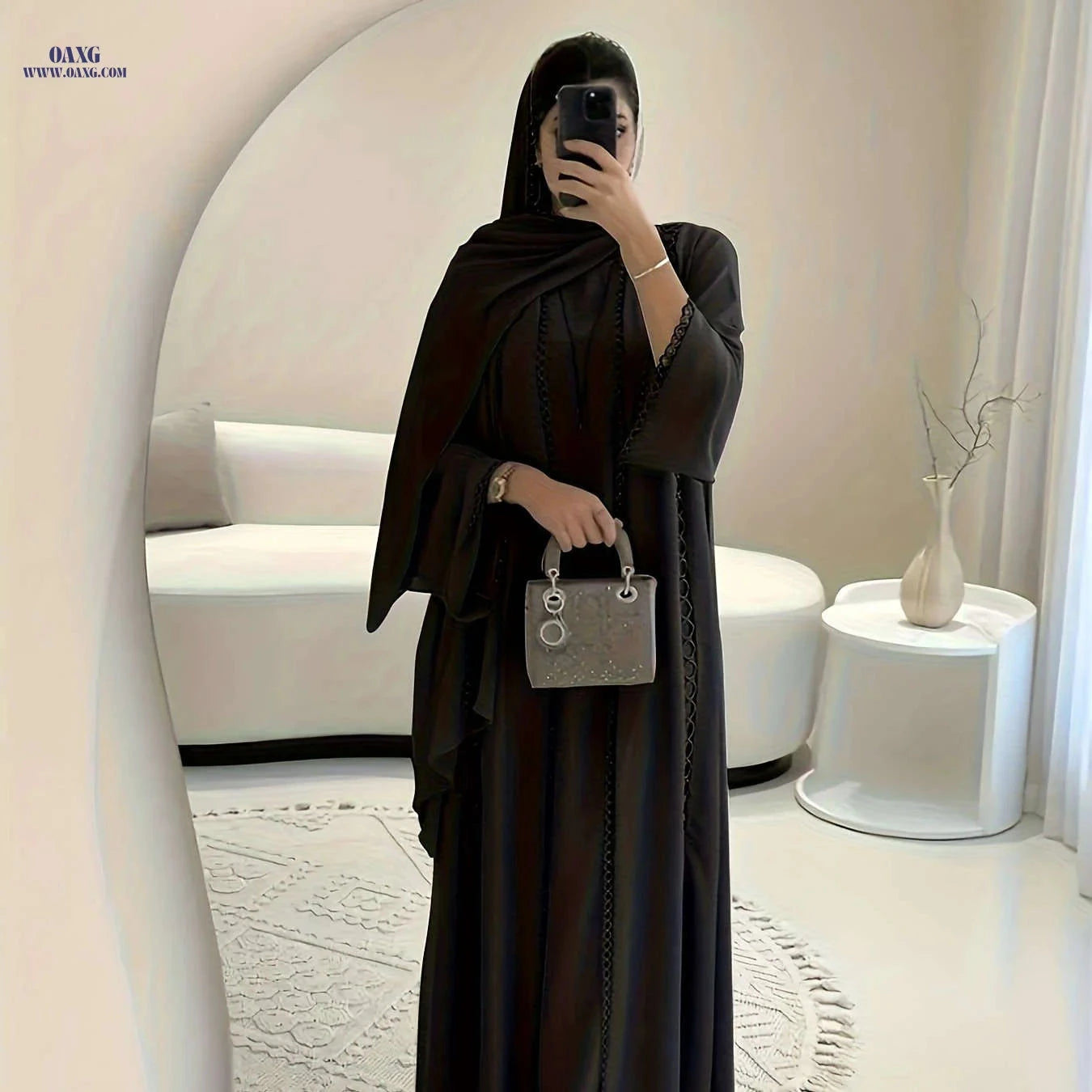 Elegant Open Robe Set - Lace Slip Dress & Chiffon Scarf for Fall   OAXG 