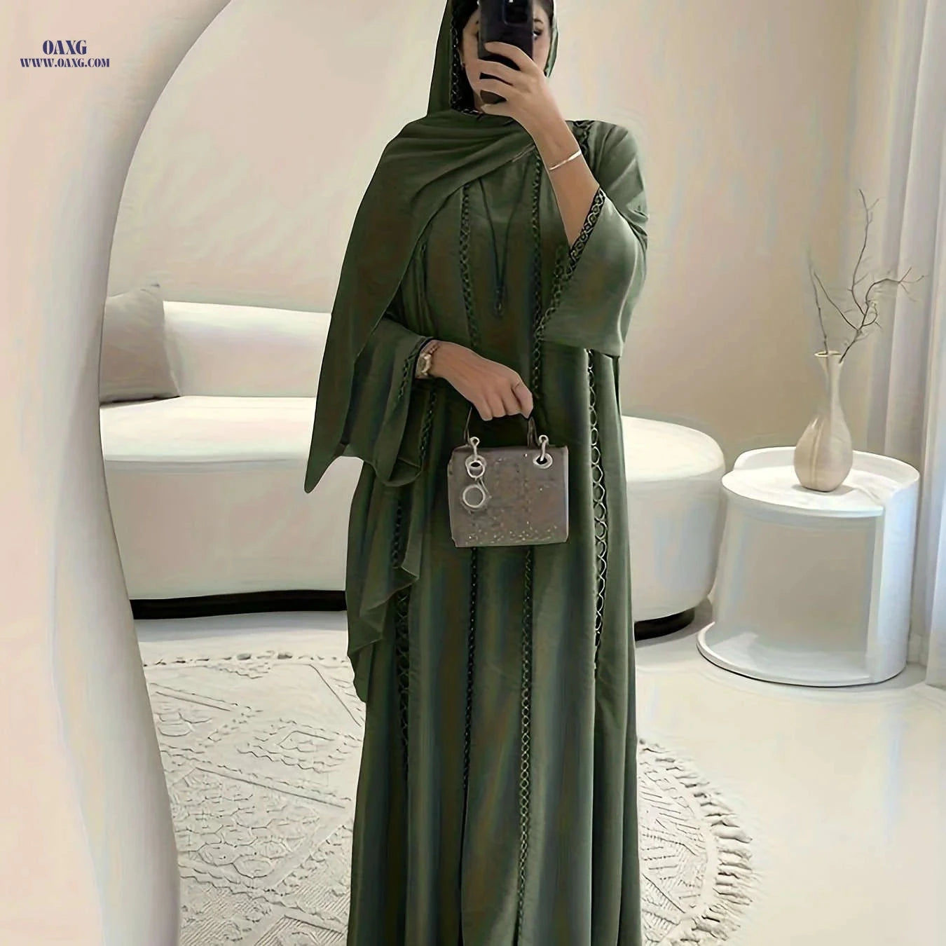 Elegant Open Robe Set - Lace Slip Dress & Chiffon Scarf for Fall   OAXG 