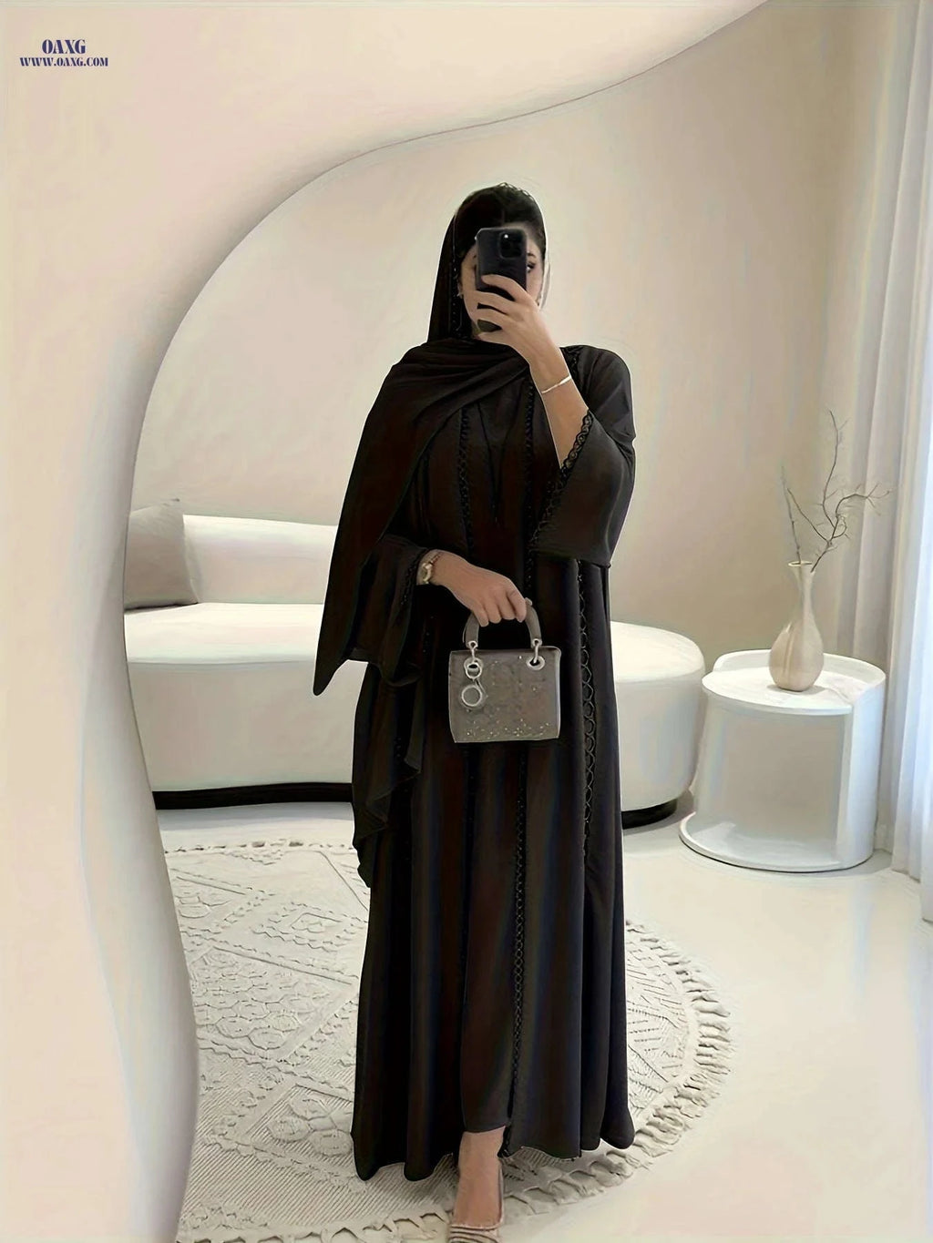 Elegant Open Robe Set - Lace Slip Dress & Chiffon Scarf for Fall   OAXG 