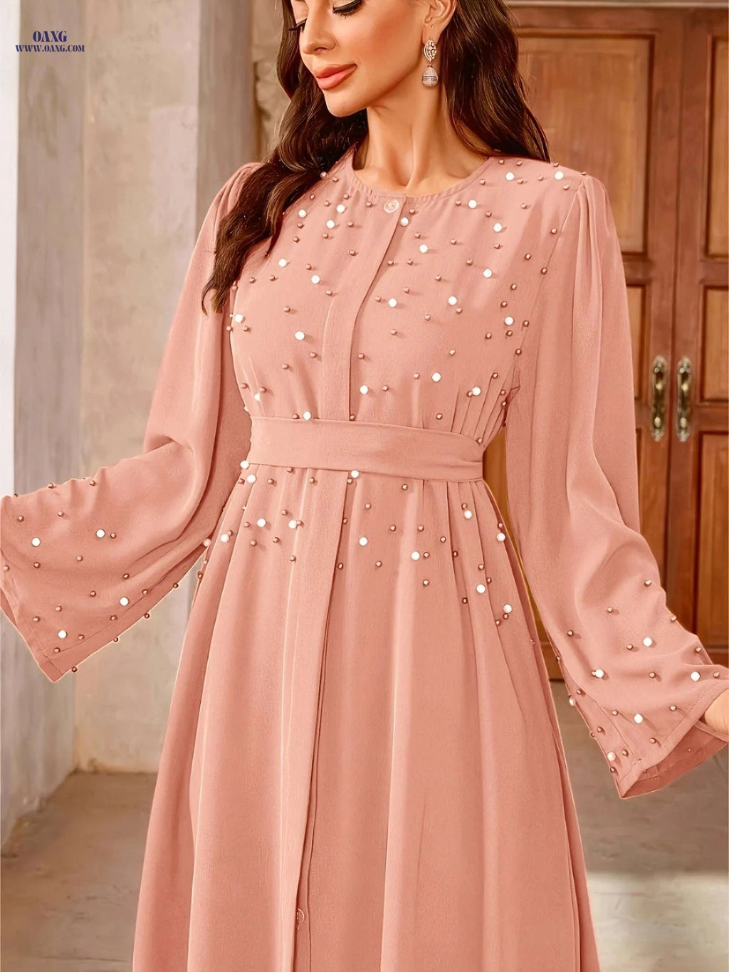 Elegant Pearl Abayas for Middle Eastern Muslims - 100% Polyester Fabric   OAXG 