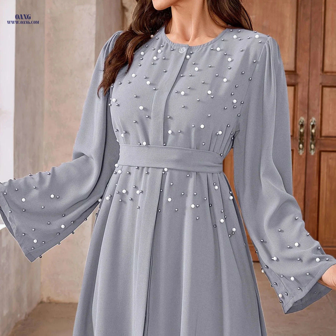 Elegant Pearl Abayas for Middle Eastern Muslims - 100% Polyester Fabric   OAXG 