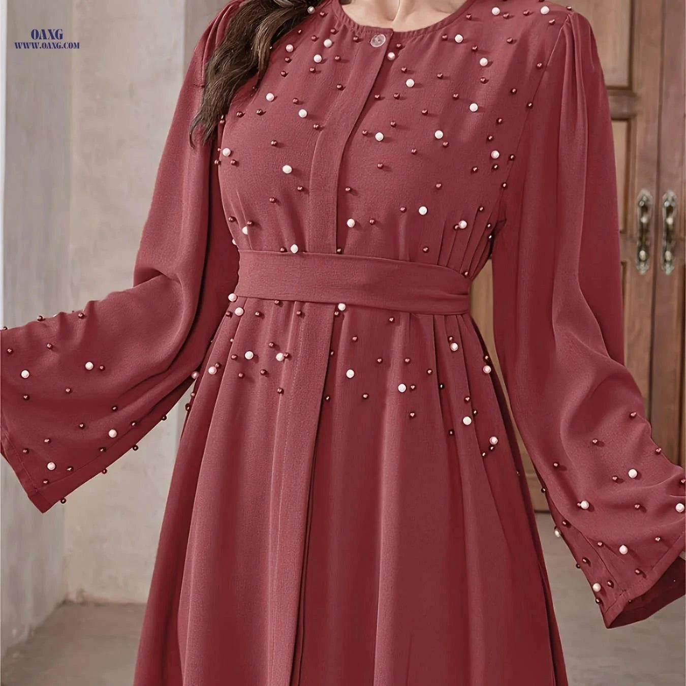 Elegant Pearl Abayas for Middle Eastern Muslims - 100% Polyester Fabric   OAXG 