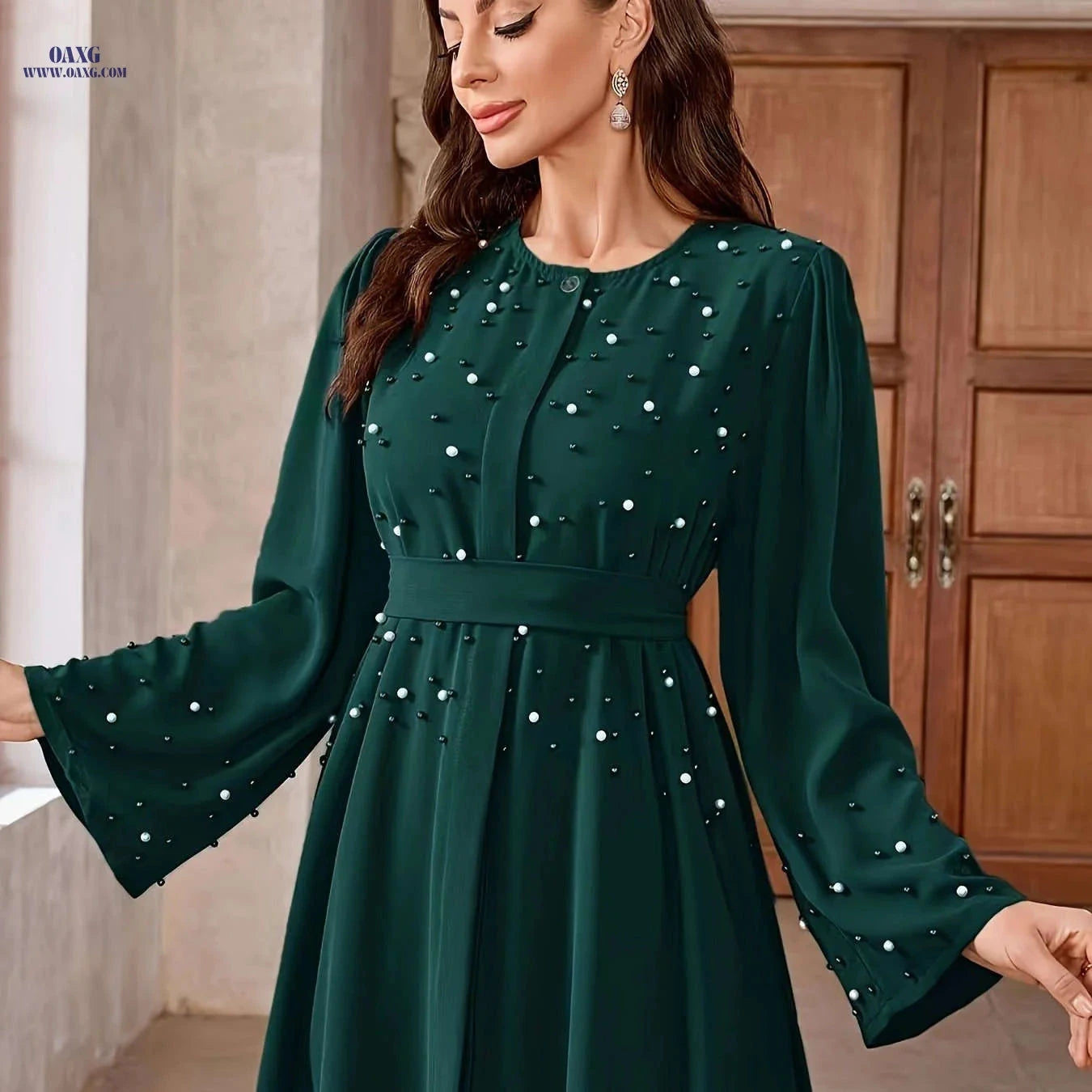 Elegant Pearl Abayas for Middle Eastern Muslims - 100% Polyester Fabric   OAXG 